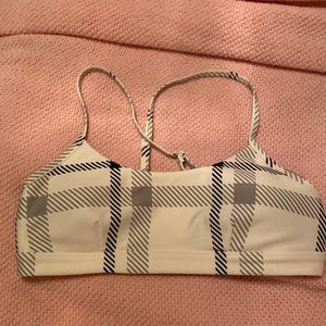 Alo Airlift Magnified Plaid Intrigue Bra - Ivory/Black M